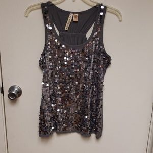 Gray sequined tank top
